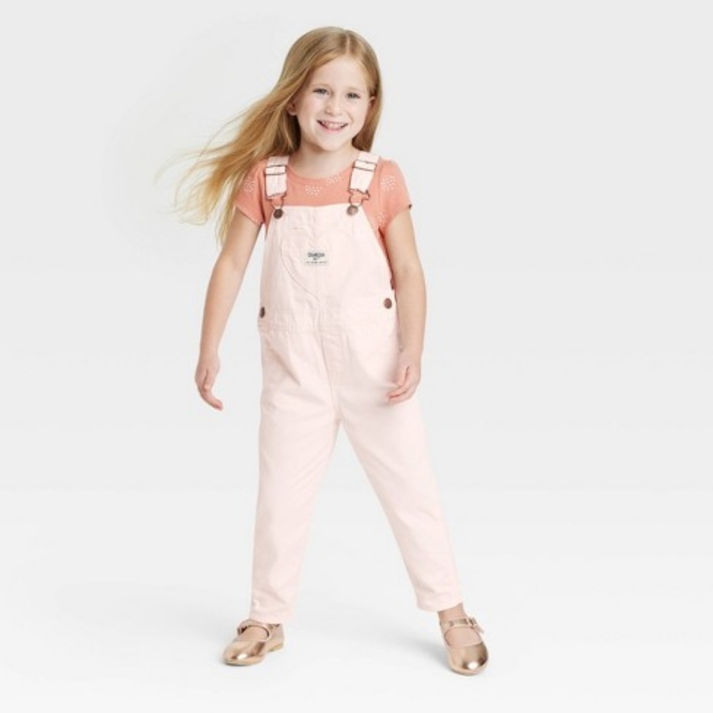 NWT OshKosh B'gosh Toddler Girls Pink Heart Overalls 4T